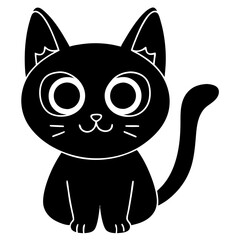 Cute Black Cat Silhouette with Transparent Background