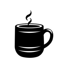 Steaming Coffee Mug Silhouette Vector Illustration