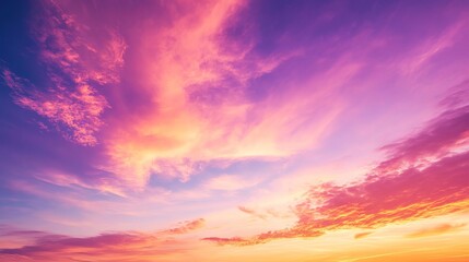 Fototapeta premium A Vibrant Sunset Sky Painted in Hues of Orange, Pink, and Purple