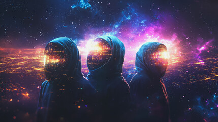 Hackers are planning to hack and attack Zeroday networks and cyber security systems in Smart digital city with Data center on cloud cyber security and Blue Binary Data Software Programming Code 