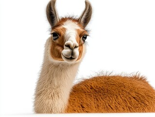 Obraz premium Realistic isolated llama standing proudly against a crisp white background with detailed features and textures