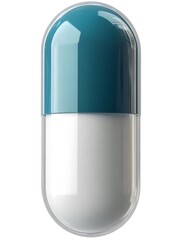 Teal and White Capsule.