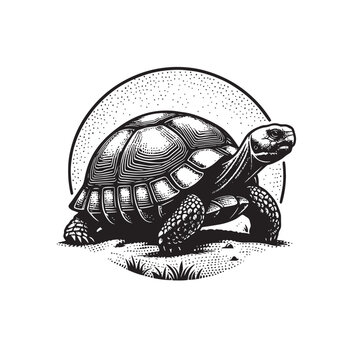 black and white tortoise walking clip art preview