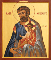 FLORENCE, ITALY - MARCH 17, 2025:  The icon of St. Joseph in the church of Badia Fiorentina by unknow artist.