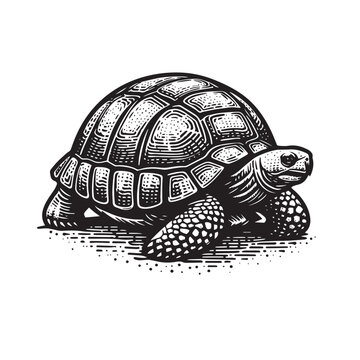 black and white tortoise drawing clip art preview