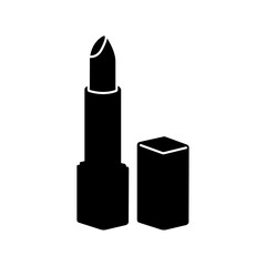 Black Lipstick Icon Vector Illustration – Makeup Beauty Symbol Isolated on White