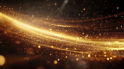 Golden Particles Flowing Abstract Design