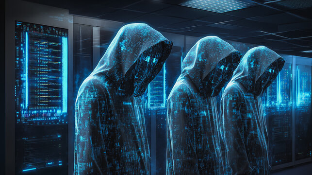 Hackers are planning to hack and attack Zeroday networks and cyber security systems in Smart digital city with Data center on cloud cyber security and Blue Binary Data Software Programming Code 