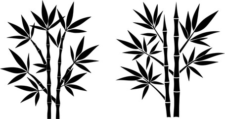 Fototapeta premium Bamboo tree vectors collection black and white, Vector of bamboos set design