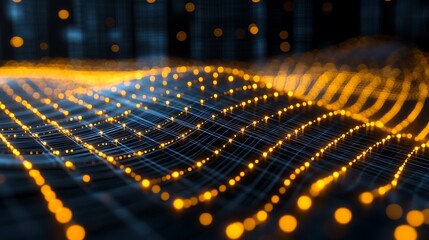 Obraz premium Abstract depiction of a network with glowing connected elements