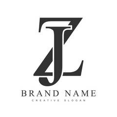 JZ trendy logotype template. Initial letter j and z classic font style. Creative logo for company name or identity.
