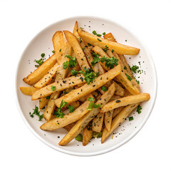 french fries with ketchup on transparent background