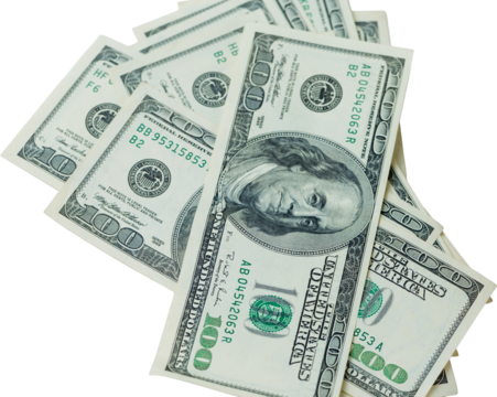 Background of one hundred dollar bills. Benjamin Franklin on USA money banknote