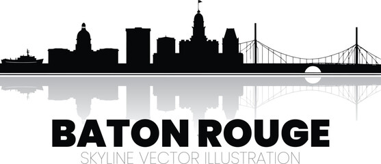 City of Baton Rouge – Architectural Outline & Riverfront Scene