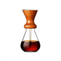 Elegant glass coffee maker with wooden accent