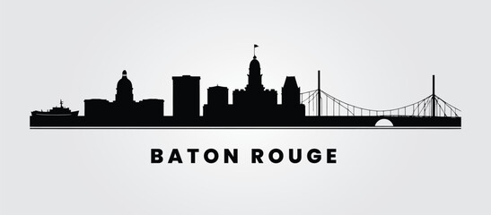Fototapeta premium Baton Rouge Silhouette – Louisiana State Capitol & Waterfront