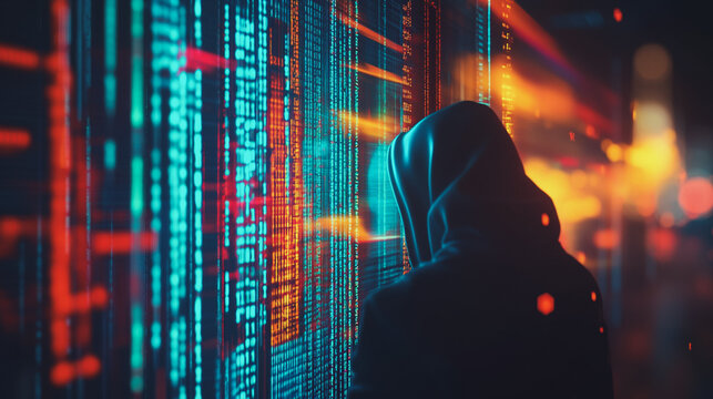 Hackers are planning to hack and attack Zeroday networks and cyber security systems in Smart digital city with Data center on cloud cyber security and Blue Binary Data Software Programming Code 