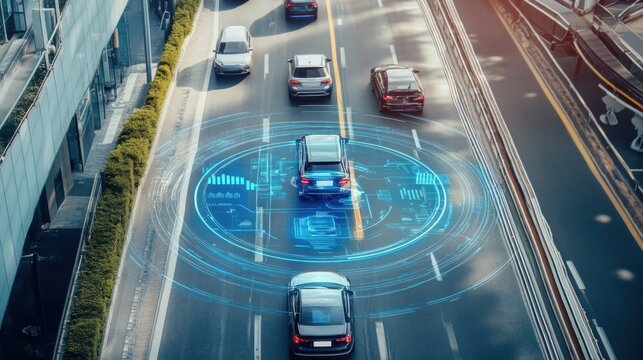 An AI powered system enhancing autonomous vehicles by analyzing road conditions, traffic patterns, and sensor data to make real-time driving decisions for safe navigation