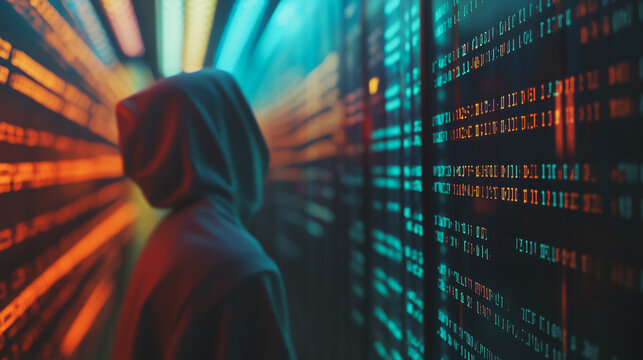 Hackers are planning to hack and attack Zeroday networks and cyber security systems in Smart digital city with Data center on cloud cyber security and Blue Binary Data Software Programming Code 