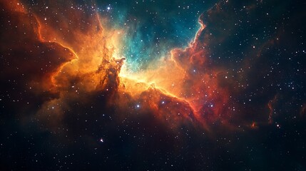 Majestic celestial landscape with nebulae, cosmic clouds, and distant stars