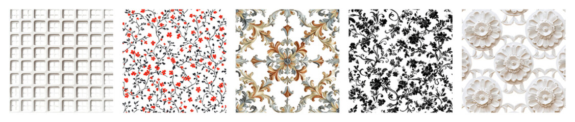 Diverse Textures and Patterns for Creative Design Projects and Art, PNG bundle collection, Isolated on Transparent Background