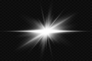 Transparent sunlight effect - special flash lens. Bright beautiful star. Flash effect.