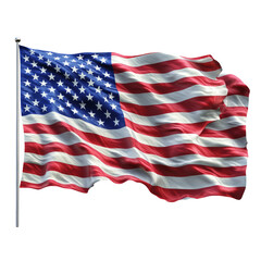 Obraz premium Waving American Flag Isolated on Transparent Background with Motion Effect