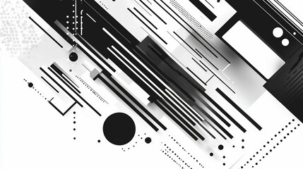 Abstract Monochrome Geometric Composition