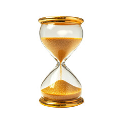 Vintage Hourglass with Golden Sand Isolated on Transparent Background
