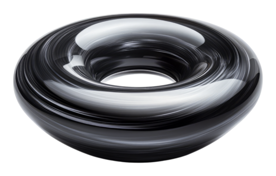 Abstract Black and White Swirled Shape with Smooth Surface Texture, Isolated on Transparent Background - Powered by Adobe