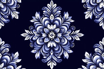 Ornamental Floral Pattern Displaying Intricate Designs on a Dark Background
