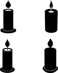 Candle vectors collection black and white, Vector of beautiful black candles set design