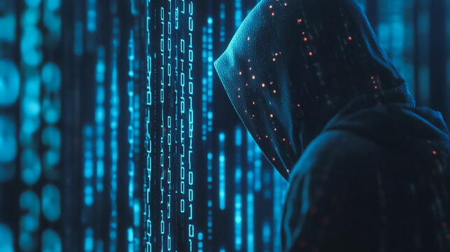 Hackers are planning to hack and attack Zeroday networks and cyber security systems in Smart digital city with Data center on cloud cyber security and Blue Binary Data Software Programming Code 