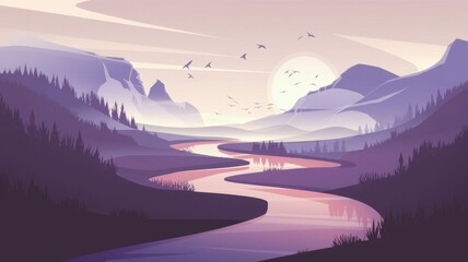 sunset in mountains