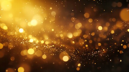 Fototapeta premium Golden abstract particles background, glowing bokeh effect. Use for graphic design, invitation, celebration