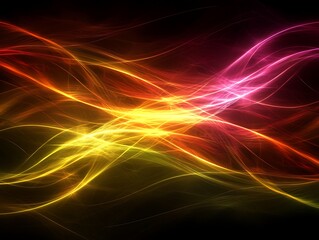 Fototapeta premium Vivid glowing lines creating abstract and flowing shapes across darkness