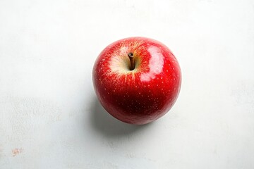 Fresh Red Apple Still Life on White Tabletop in Studio Lighting