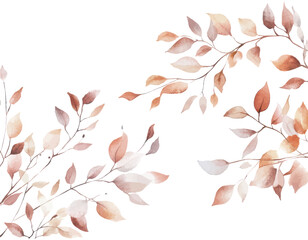 Watercolor illustration of autumn leaves in soft earth tones for seasonal invitations botanical backgrounds and elegant nature inspired designs