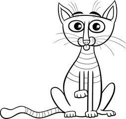 funny cartoon tabby cat comic animal character coloring page