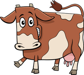 happy spotted cartoon cow farm animal character