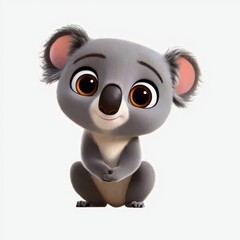 Fototapeta premium Adorable Cartoon Koala Bear Cub Sitting, Cute Animal Character Illustration