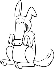 happy cartoon brown dog animal character coloring page