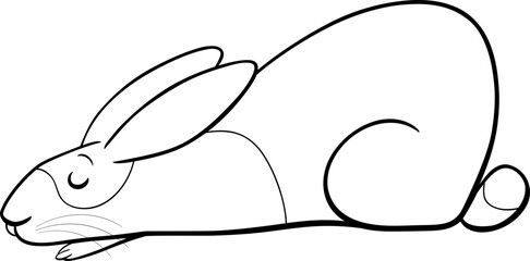 cartoon lying miniature rabbit animal character sleeping coloring page