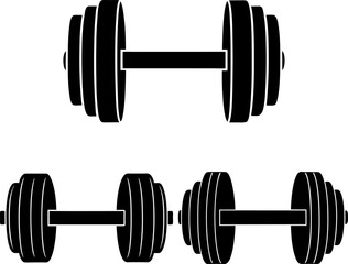 Dumbbell vectors collection black and white, Vector of gym dumbbells set design