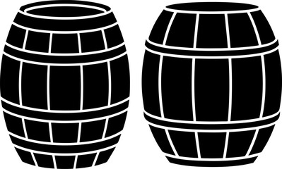 Barrel vectors collection black and white, Vector of wooden barrel set design