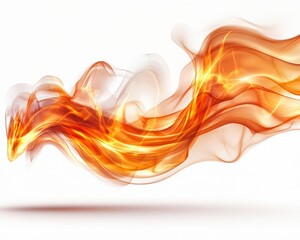 Abstract Golden Flowing Smoke Wave Design on a White Background