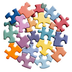 Obraz premium Colorful Puzzle Pieces Isolated on Transparent Background for Design