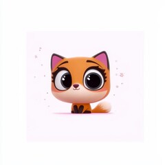 Adorable Cartoon Fox with Big Eyes - Cute Animal Illustration