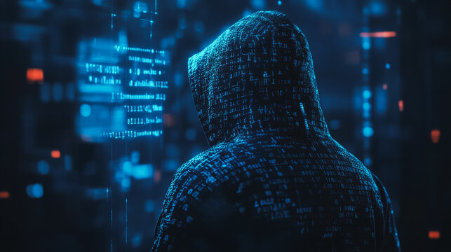 Hackers are planning to hack and attack Zeroday networks and cyber security systems in Smart digital city with Data center on cloud cyber security and Blue Binary Data Software Programming Code 