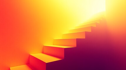 Obraz premium Illuminated Staircase Climbing into Radiant Light, Representing Progress